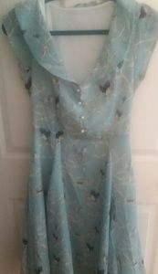 Collectif violet swing dress birds size xs.